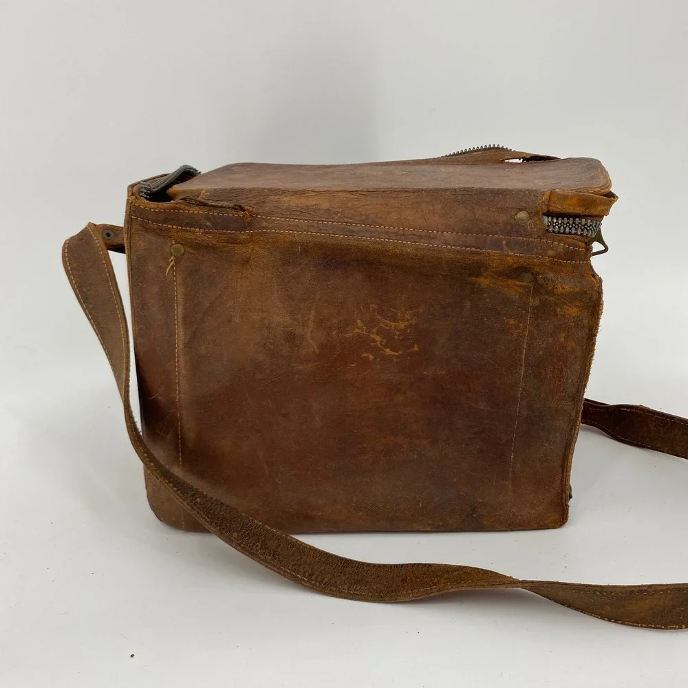 Vintage Emmet California Brown Leather Messenger Bag Distressed Cowhide USA Made